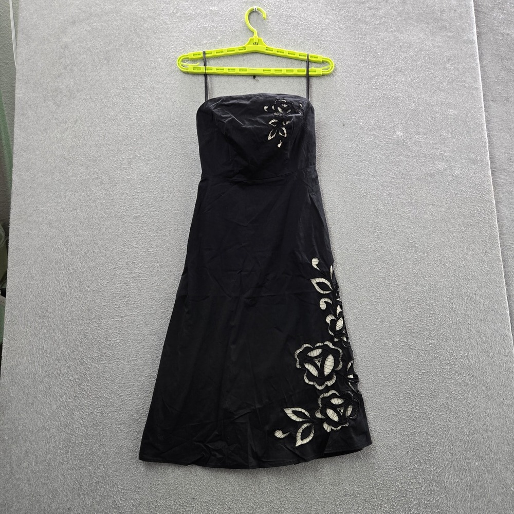 Express Women Dress 2 Black Embroidered Floral Fit & Flare Party Cocktail Fairy